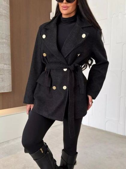 Double-Breasted Belted Wool-Blend Coat