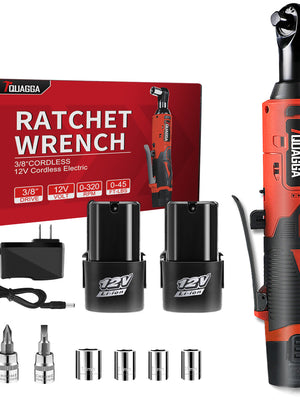 TQUAGGA Cordless Electric Ratchet Wrench Set, 12V, 45ftlbs,Variable Speed Power Ratchet Wrench,with Batteries2,Automotive Repair Tools, Electric Tools Cordless,Hardware,Impact,Heavy Duty