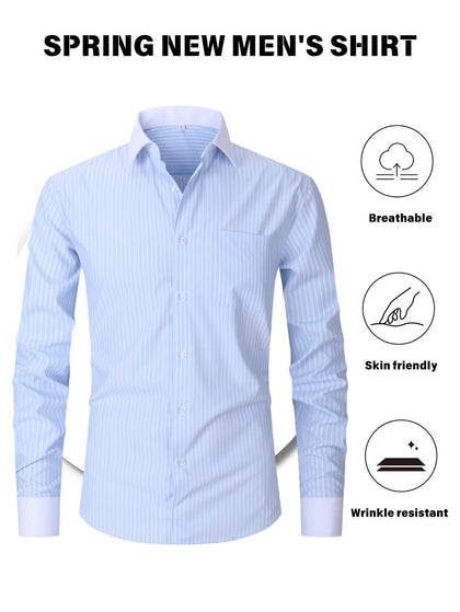 Plaid Striped Long Sleeved Business Shirt