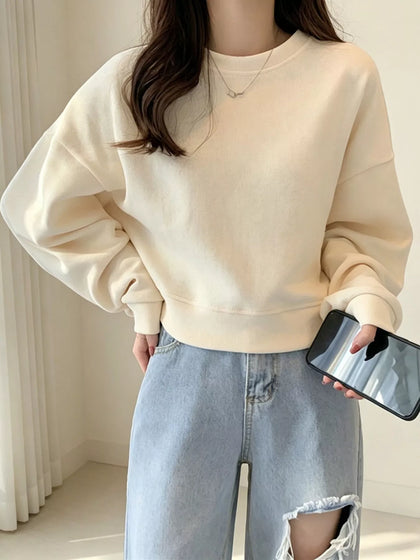 Crew Neck  Drop Shoulder Sweatshirt
