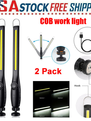 LED USB Rechargeable Work Light Magnetic Flashlight Flexible Cordless Torch Automotive Inspection Light