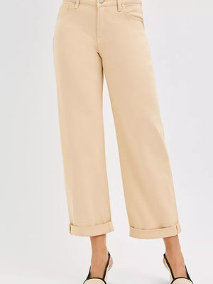RISEN Tummy Control Mid Rise Ankle Barrel Relaxed Baggy
