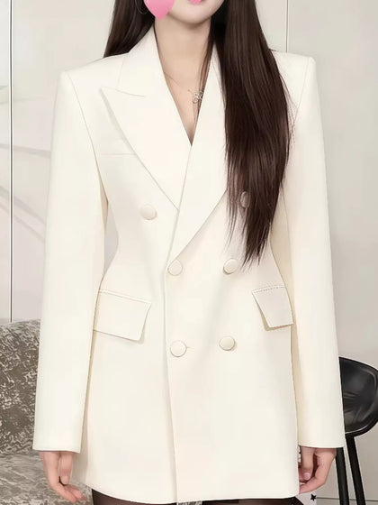 Full Size Double-Breasted Slim-Fit Blazer Plus Size