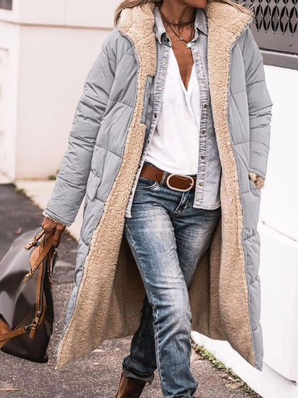 Full Size Longline Sherpa-Lined Hooded Outerwear Plus Size