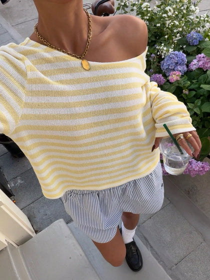 Striped Boat Neck T-Shirt