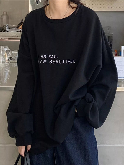 Letter Graphic Crew Neck Sweatshirt