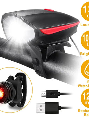 10000lm Bike Headlight USB Rechargeable LED Bicycle Front Light Rear Tail Light